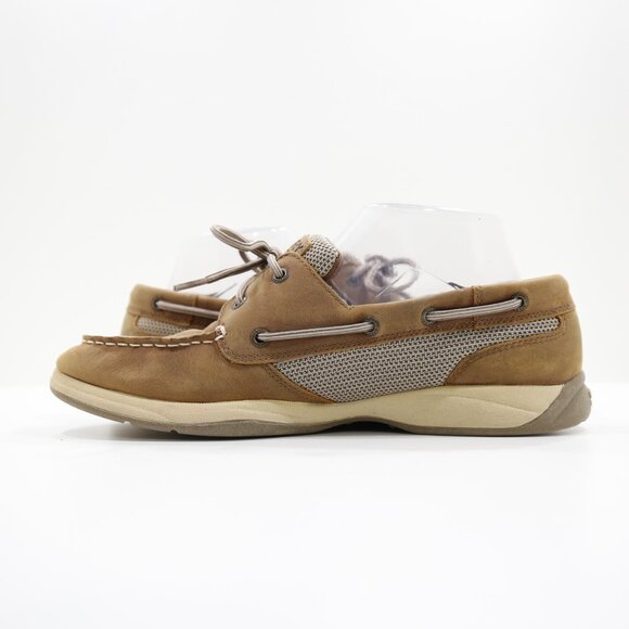 Sperry Intrepid Brown Leather & Mesh 2-Eye Boat Shoes - Women's 9 - Picture 5 of 7
